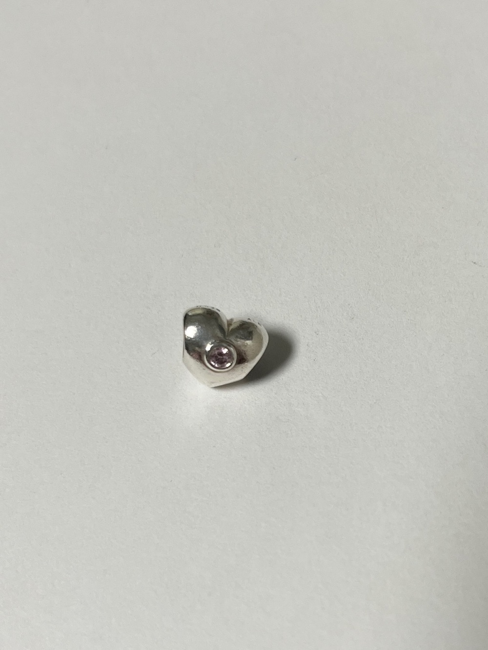 Pandora Silver Heart Charm with Pink Accent Stone